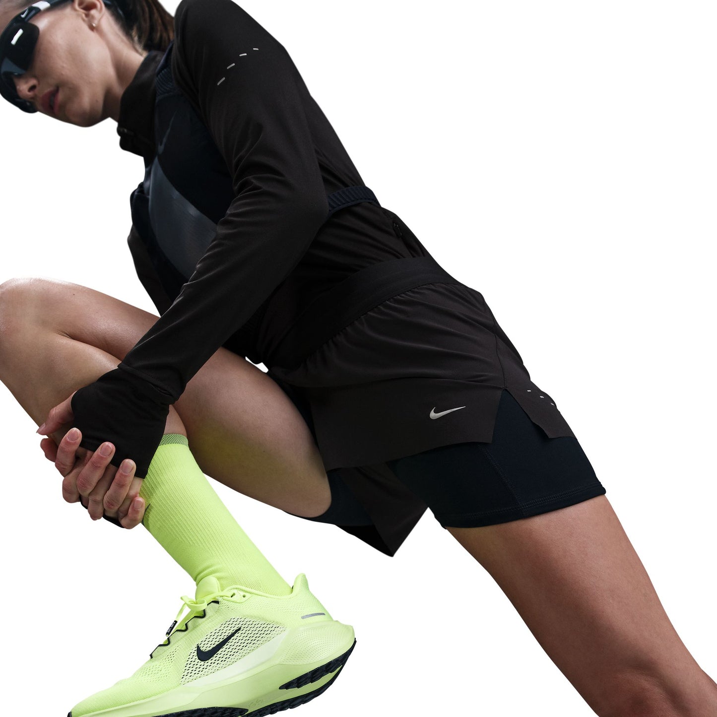 Nike Swift Dri-FIT Mid-Rise 2-in-1 Running Shorts Women's - Black/Reflective Silver