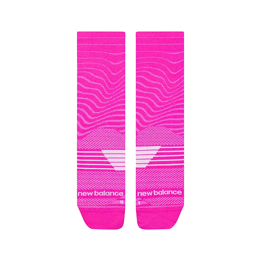 New Balance Pro Run Crew Socks - Pink Heat/White