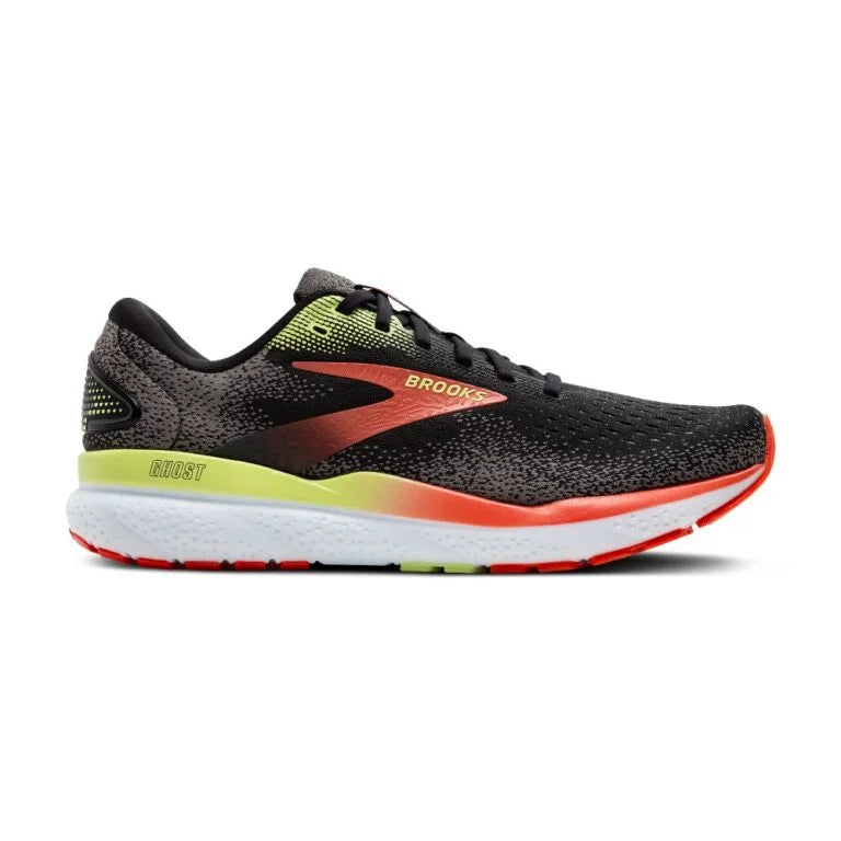 Brooks Ghost 16 Men's- Black/Mandarin Red/Green