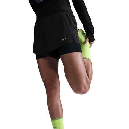 Nike Swift Dri-FIT Mid-Rise 2-in-1 Running Shorts Women's - Black/Reflective Silver