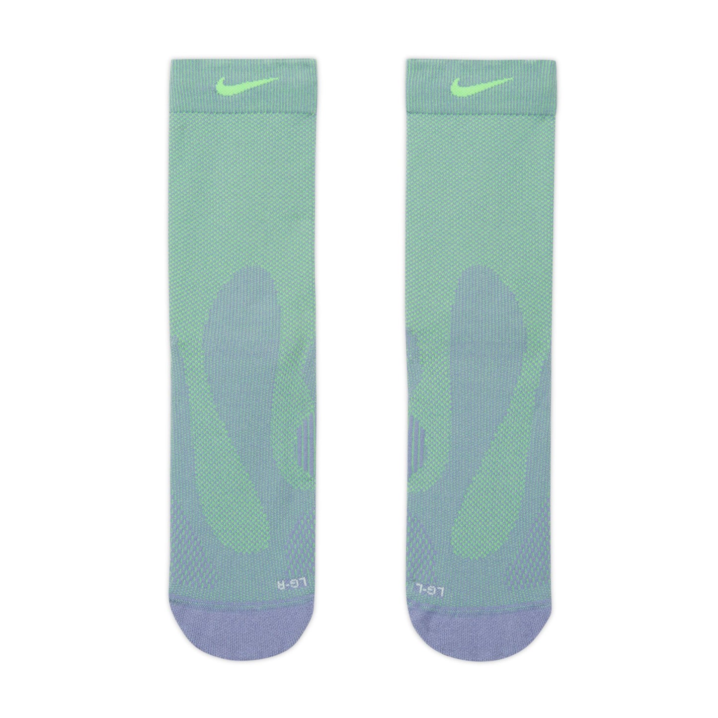 Nike Running Lightweight Crew Socks (1 Pair) - Iron Purple/Voltage Green/Pure Platinum/Voltage Green