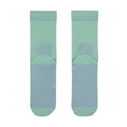 Nike Running Lightweight Crew Socks (1 Pair) - Iron Purple/Voltage Green/Pure Platinum/Voltage Green